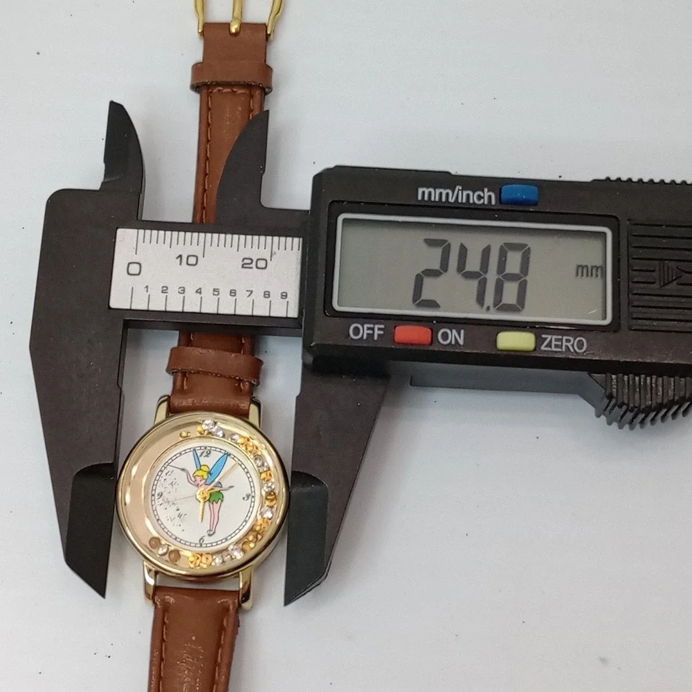 Disney Tinker‎ Bell Floating Rhinestones Gold Tone Quartz Time Works New Battery